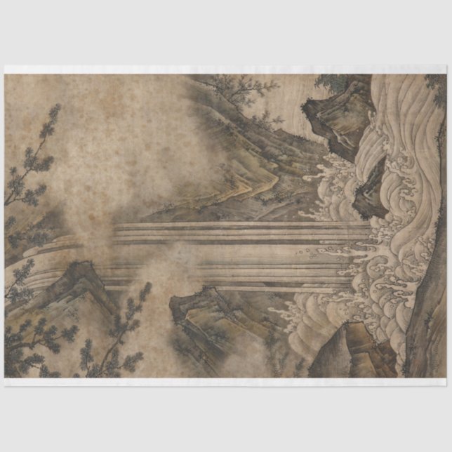 Papier Mousseline Cascade (art paysager japonais) (Kano Motonobu) (Recto)