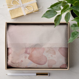 Papier Mousseline Cascade de cœurs abstraits rose poussiéreux capric