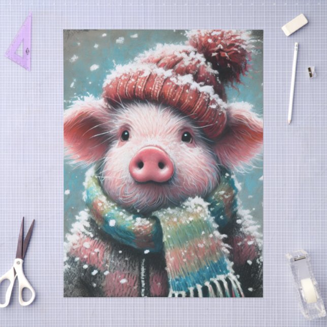 Papier Mousseline Casquette d'hiver de porc Chalk-Pastel Dénoupage (Artisanat)
