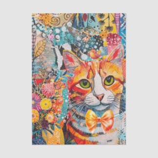 Papier Mousseline Cat Mixed Mixed Paper Collage