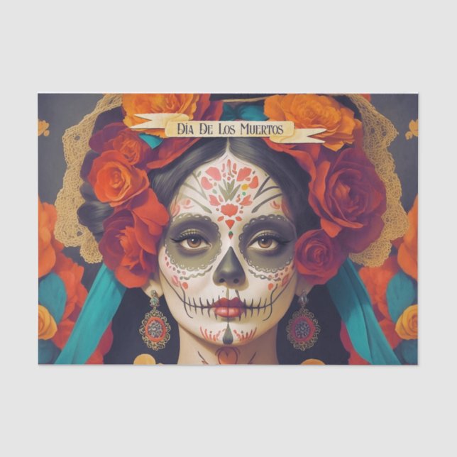 Papier Mousseline Catrina Day Of Dead 1 Découpage Avec Texte (Recto)