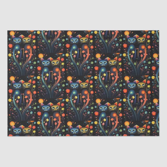 Papier Mousseline Caturday Artsy Attitude Abstraite Chats (Recto)