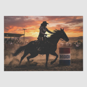 Papier Mousseline Cavalière de Rodéo Barrel Racer