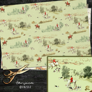Papier Mousseline Cavaliers et Chiens de Chasse Anglais Vintage Élég