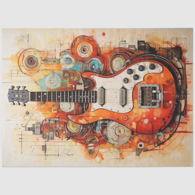 Papier Mousseline Caverne électrique de la guitare Abstraite pour ho (Recto)