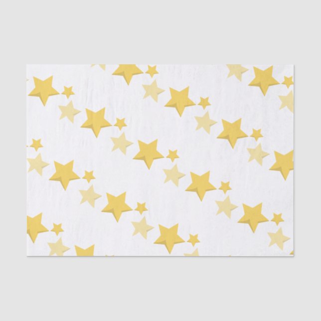 Papier Mousseline Céleste Jaune mignonne étoiles Baby shower (Recto)