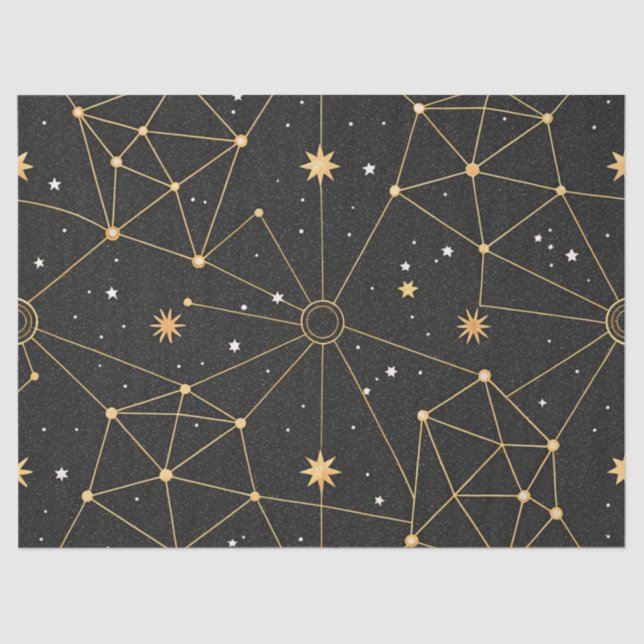 Papier Mousseline Celestial Constellation Star Pattern (3) (Recto)