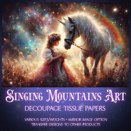 Papier Mousseline Celestial Fantasy Unicorn In Meadow Decoupage 