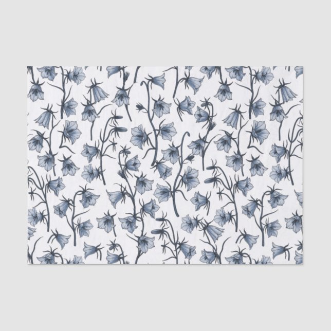 Papier Mousseline Cellules bleues, Cloches, Bellflowers (Recto)