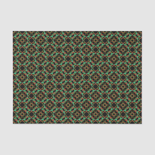 Papier Mousseline Celtic Christmas Holly Motif Wreath (Recto)