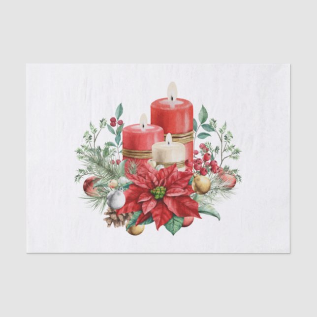 Papier Mousseline Centerpiece de bougie avec Poinsettia Flower (Recto)