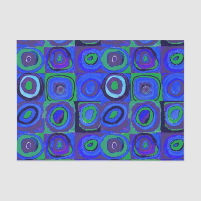 Papier Mousseline Cercle Carré Kandinsky Farbstudie Blue Quadrate (Recto)