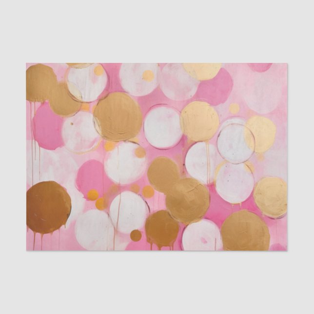 Papier Mousseline Cercles Abstraits Découpage rose et or (Recto)