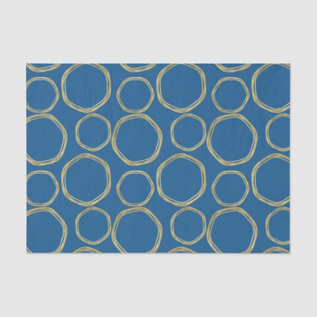 Papier Mousseline Cercles d'or et Bleu clair Moderne tendance (Recto)