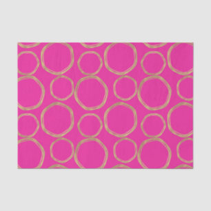 Papier Mousseline Cercles dorés et rose chaud vif audacieux moderne 