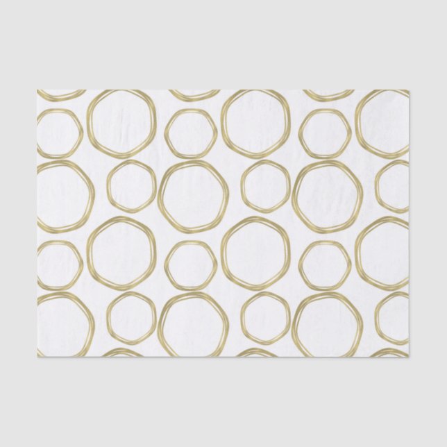 Papier Mousseline Cercles dorés sur tendance moderne blanche (Recto)