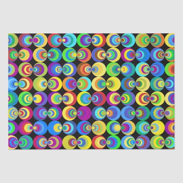 Papier Mousseline Cercles géométriques arc-en-ciel   (Recto)