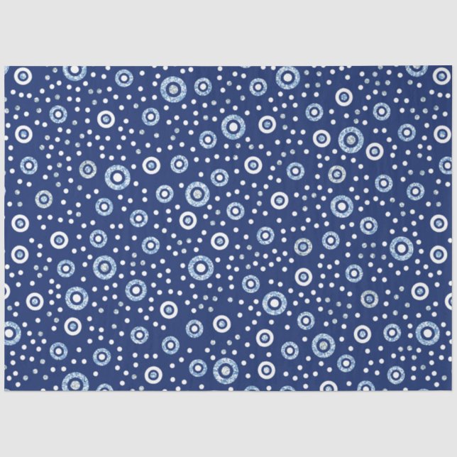 Papier Mousseline Cercles géométriques bleus doux Motif Océan (Recto)