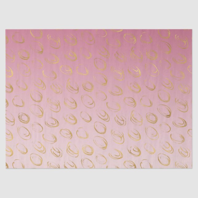 Papier Mousseline Cercles Pink Ombre Gold Chic (Recto)
