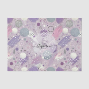 Papier Mousseline Cercles violets Abstraits avec accents de bandes d