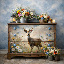 Cerf Délicat dans Prairie de Fleurs Sauvages Décou