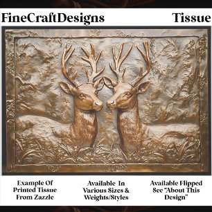 Papier Mousseline Cerfs/Chevreuils Bronze Rustique en Relief EH2L Dé