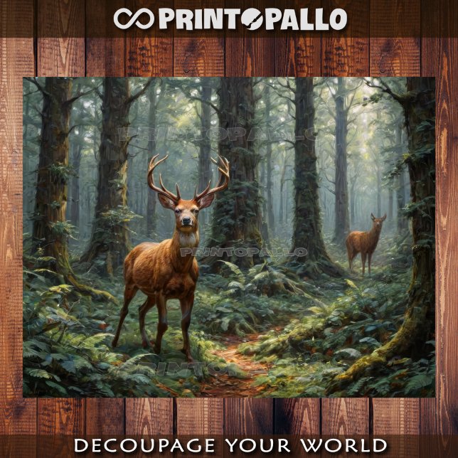 Papier Mousseline Cerfs dans la forêt (Créateur téléchargé)