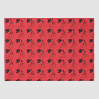 Papier Mousseline Cerises noires en rouge