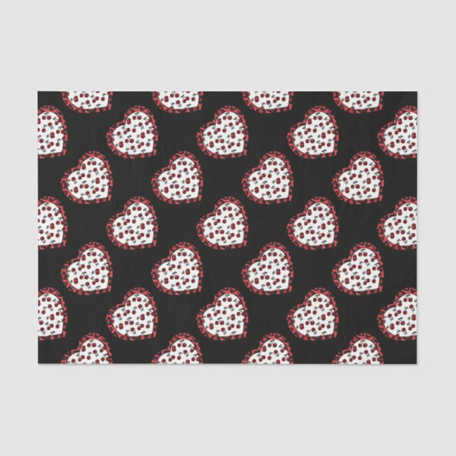 Papier Mousseline Cerises RAB Empreinte de léopard Heart Rockabilly (Recto)