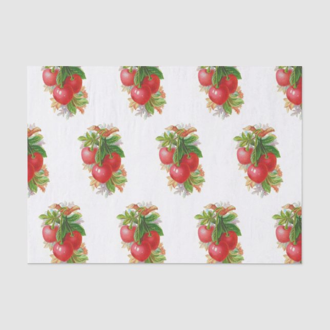 Papier Mousseline Cerises vintages (Recto)