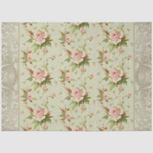Papier Mousseline Chalet d'été Roses roses rouleaux Découpage bois