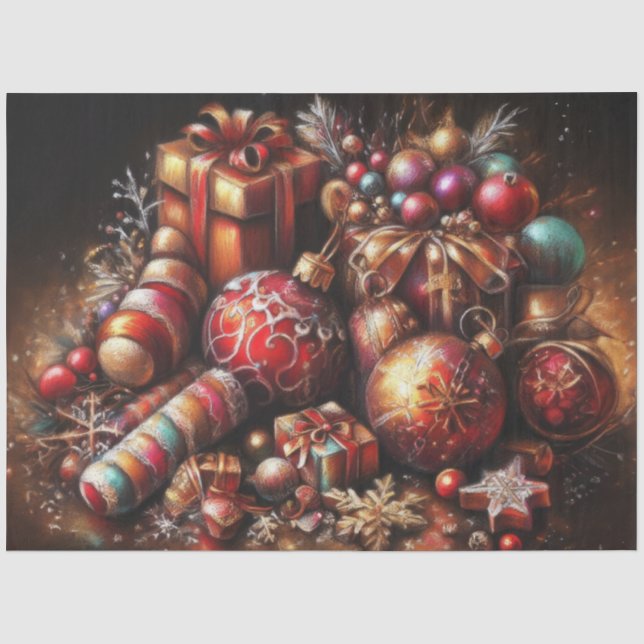 Papier Mousseline Chalk Dessin Noël Cadeau Bonbons Ornament (Recto)