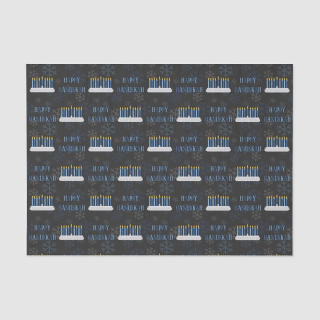 Papier Mousseline Chalkboard Happy Hanoukka bougies (Recto)