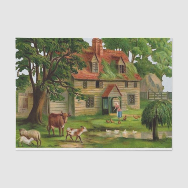 Papier Mousseline Chambre de ferme et jardin de pays (Recto)
