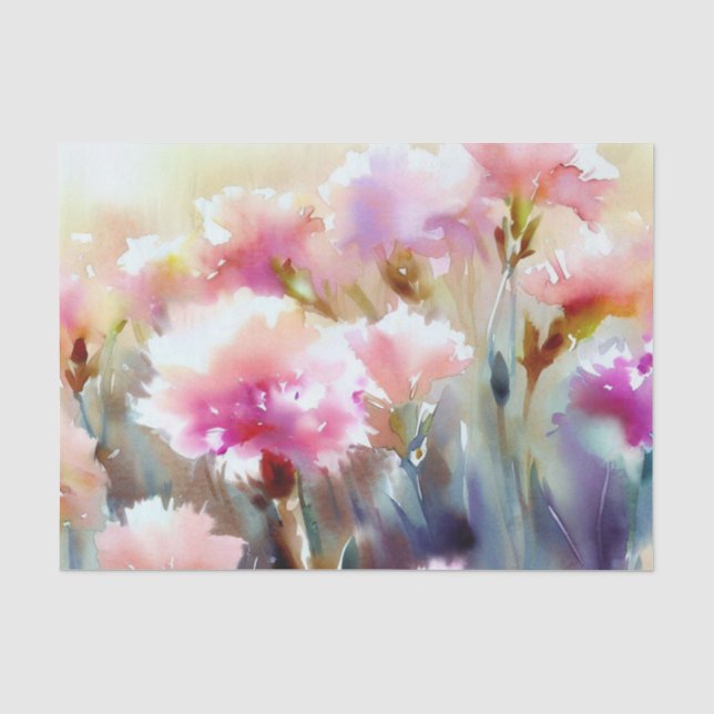 Papier Mousseline Champ d'aquarelle de la carnation des fleurs (D) (Recto)