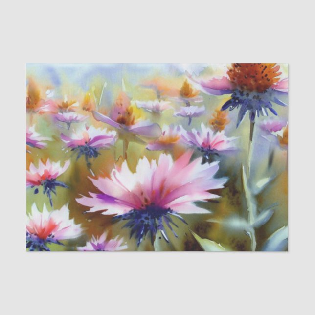 Papier Mousseline Champ d'aquarelle Fleurs-Confleur (D) (Recto)