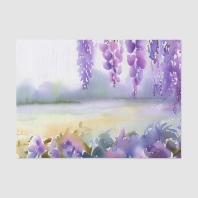 Papier Mousseline Champ d'aquarelle Fleurs-Wisteria (C) (Recto)
