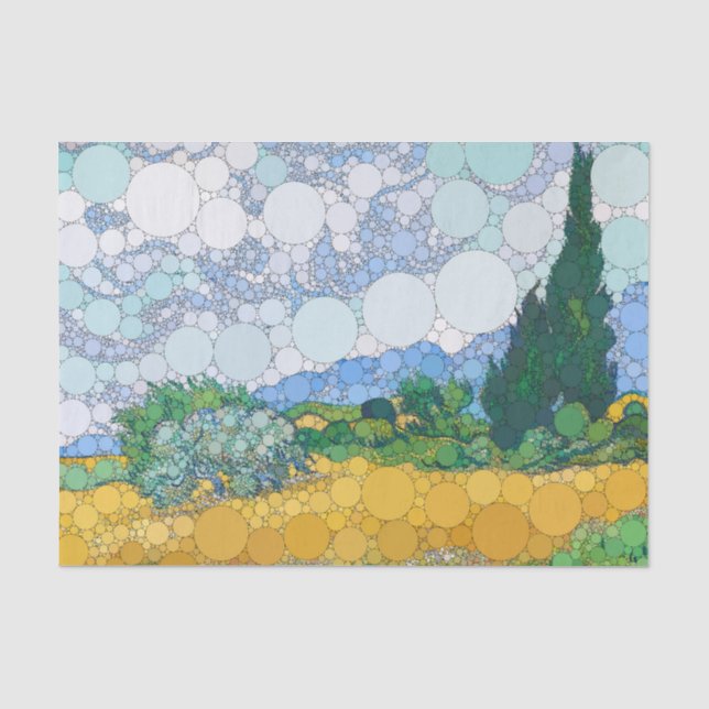 Papier Mousseline Champ de blé avec Cyprès, après Vincent van Gogh (Recto)