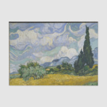 Champ de blé avec Cyprès Découpage Papier Tissu