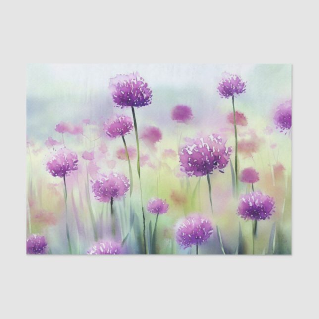 Papier Mousseline Champ de fleurs-Allium, (B) Aquarelle (Recto)