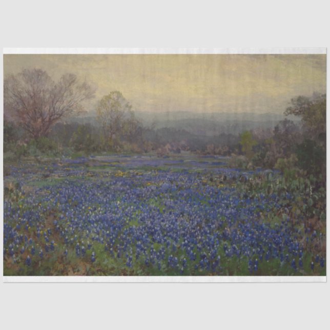 Papier Mousseline Champ de fleurs de bleuets (paysage rural) (Recto)