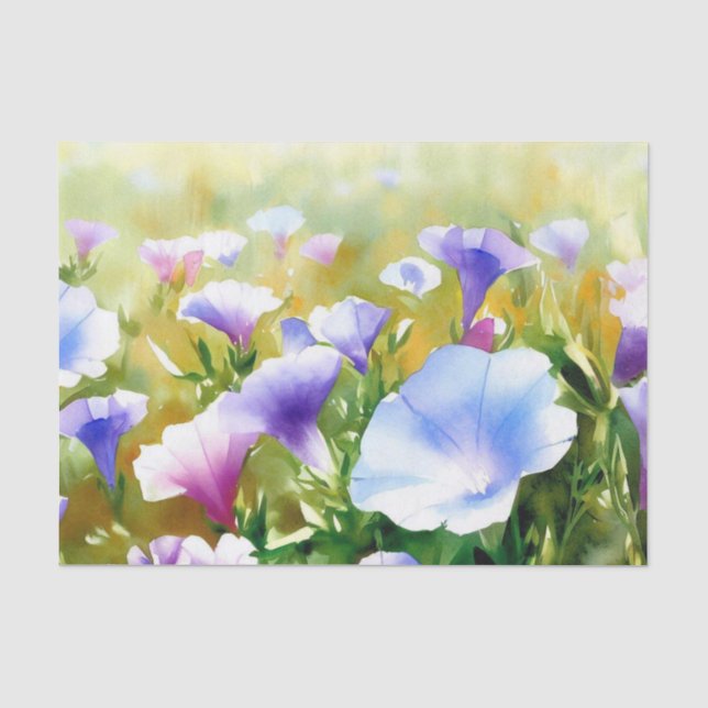 Papier Mousseline Champ de fleurs - Gloire du matin (A) Aquarelle (Recto)