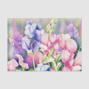 Papier Mousseline Champ de fleurs - Pois doux (A) Aquarelle