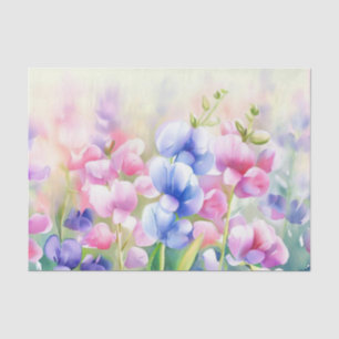 Papier Mousseline Champ de fleurs - Pois doux (C) Aquarelle