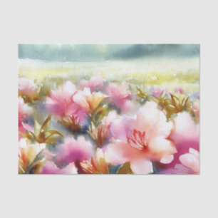 Papier Mousseline Champ de fleurs-Rhododendron (C) Aquarelle