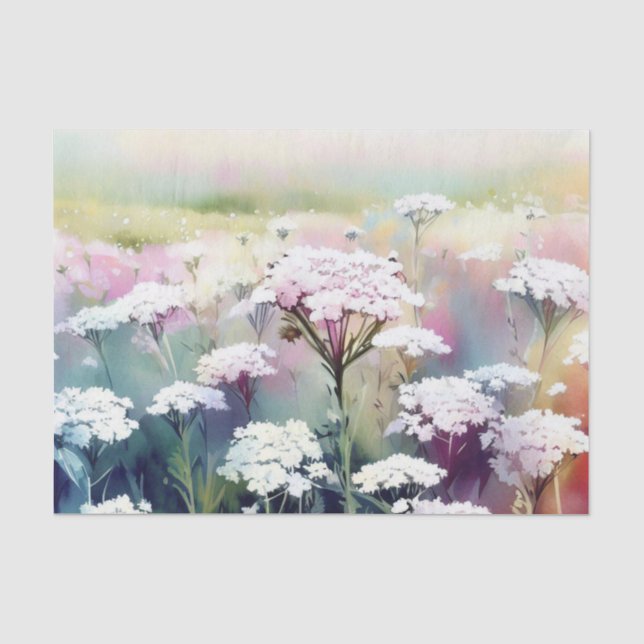 Papier Mousseline Champ de fleurs-Yarrow (C) Aquarelle (Recto)