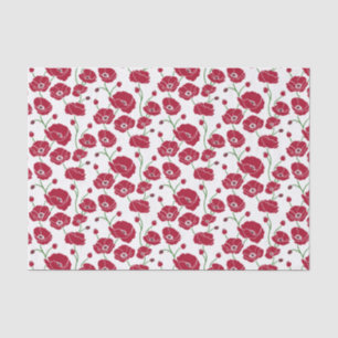 Papier Mousseline Champ rouge de pavots