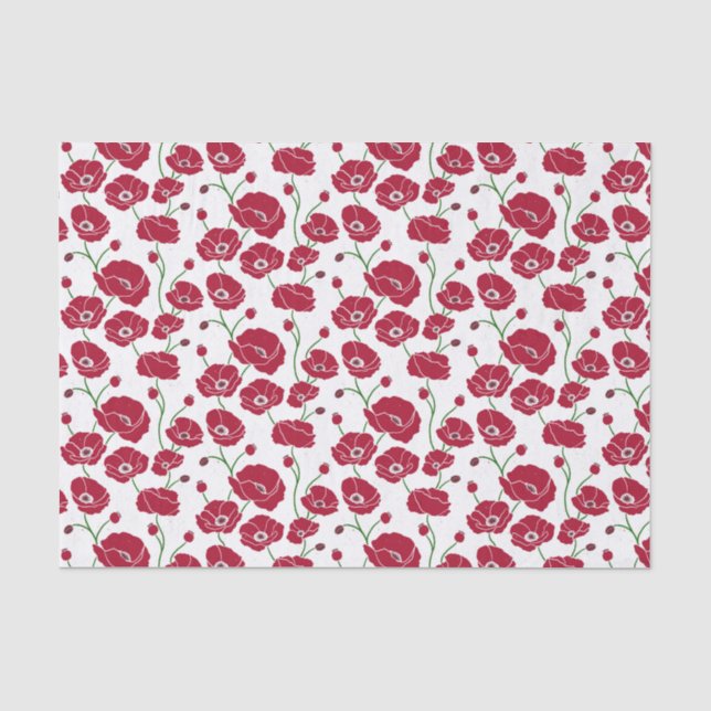 Papier Mousseline Champ rouge de pavots (Recto)