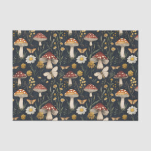 Papier Mousseline Champignon d'automne et fleurs Découpage d'automne