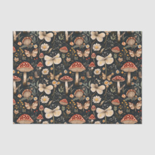 Papier Mousseline Champignon d'automne et fleurs Découpage d'automne